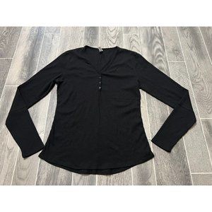 ZYIA Active Henley Long Sleeve Top Black Womens Ribbed Thermal Textured XXL